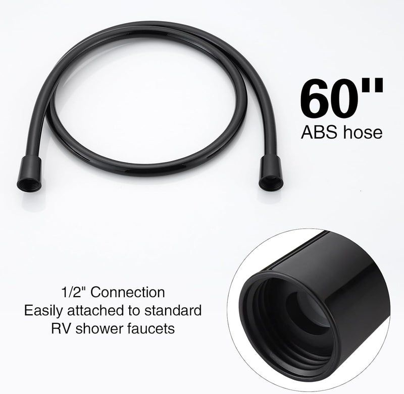 LavishStream RV Shower Head with Hose, High Flow Shower Head, for RV/Campers, Travel Trailer, Motorhome for Water Saving, with Pause Function and Handheld Shower Head Holder and Hose (Black) - Image 3